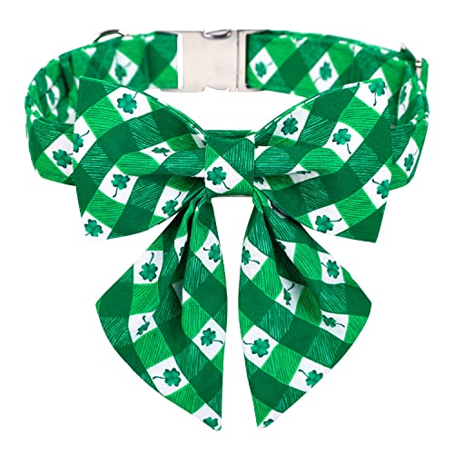 MACA Bates St. Patrick's Day Hundehalsband mit Schleife/Blume/Fliege, Kleeblatt, verstellbares Halsband für kleine, mittelgroße und große Hunde mit Metallschnalle von M MACA BATES