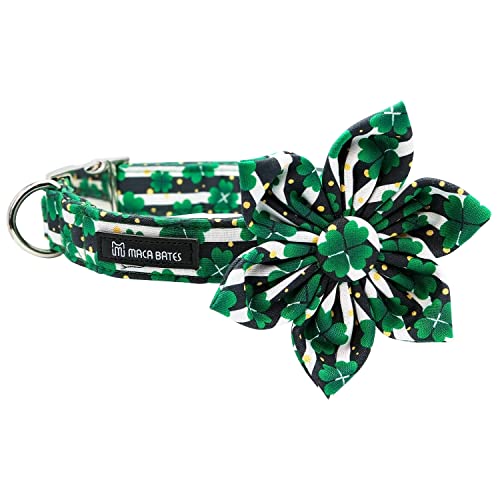 MACA Bates St. Patrick's Day Hundehalsband mit Schleife, Blume, Fliege, Kleeblatt, verstellbares Halsband für kleine, mittelgroße und große Hunde, mit Metallschnalle von M MACA BATES