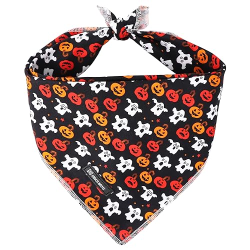 Maca Bates Halloween Bandanas für Hunde Premium Baumwolle Weich Bequem Herbst Hund Bandana für Mädchen oder Jungen Geschenk Dreieck Kürbis Hund Bandana Dor Kleine bis Große Hunde von M MACA BATES