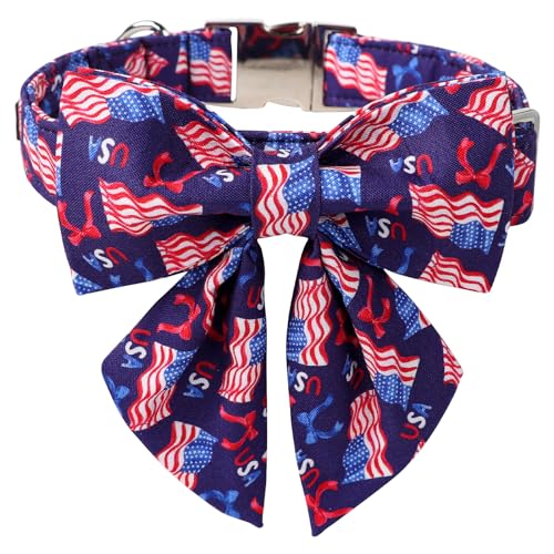 Maca Bates Hundehalsband mit amerikanischer Flagge, Fliege für Hunde, Matrosenfliege, verstellbar, patriotisch, niedliches Halsband, Zubehör, Unabhängigkeitstag, Geschenk für kleine, mittelgroße und Maca Bates Hundehalsband mit amerikanischer Flagge, Fliege für Hunde, Matrosenfliege, verstellbar, patriotisch, niedliches Halsband, Zubehör, Unabhängigkeitstag, Geschenk für kleine, mittelgroße und von M MACA BATES