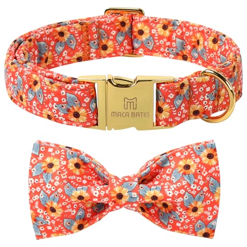 Maca Bates Hundehalsband mit schicker Fliege für extra große Mädchen, Jungen, Herbst-Orange, Baumwolle, Blume, Welpenhalsband mit Fliege, verstellbar, weich, langlebig, für männliche und weibliche Maca Bates Hundehalsband mit schicker Fliege für extra große Mädchen, Jungen, Herbst-Orange, Baumwolle, Blume, Welpenhalsband mit Fliege, verstellbar, weich, langlebig, für männliche und weibliche von M MACA BATES