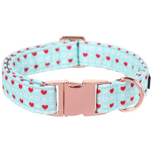 Maca Bates Valentines Hundehalsband Bequemes Weiches Herz Hundehalsband mit Metallschnalle Verstellbares Welpenhalsband Valentinstagsgeschenk für kleine, mittelgroße und große Hunde von M MACA BATES