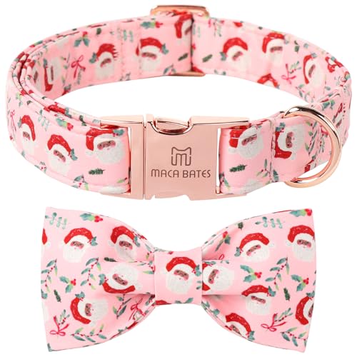 Maca Bates Weihnachts-Hundehalsband mit Fliege, Fliege für Hunde, verstellbare Breakaway-Halsbänder, Zubehör, Geburtstagsgeschenk für kleine, mittelgroße und große XL-Mädchen, weibliche Welpen, Maca Bates Weihnachts-Hundehalsband mit Fliege, Fliege für Hunde, verstellbare Breakaway-Halsbänder, Zubehör, Geburtstagsgeschenk für kleine, mittelgroße und große XL-Mädchen, weibliche Welpen, von M MACA BATES