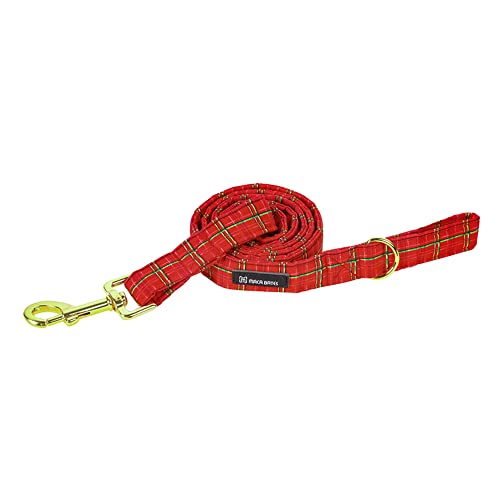 Weihnachts-Hundehalsband (Größe L, rote Gitterleine) von M MACA BATES