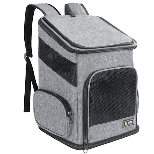 M MUNCASO Katzen- und Hundetragerucksack, verstellbarer Haustier-Tragerucksack mit atmungsaktiver Welpenfront (grau) von M MUNCASO