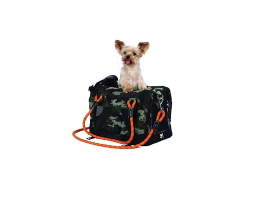 Borsa da trasporto - M PETS - REMIX 2 in 1 Camouflage & Orange - 41 x 28 x 28 cm - Pieghevole - Leggera - Cintura a pettorina von M-PETS