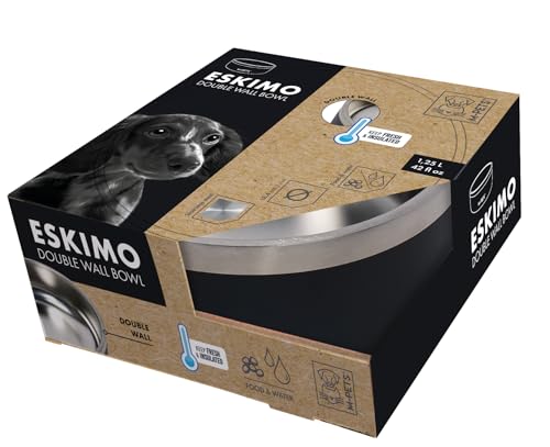 M-PETS - Eskimo Futternapf, doppelwandig, 1,25 l, Durchmesser 18,4 x 6,5 cm, Schwarz von M-PETS