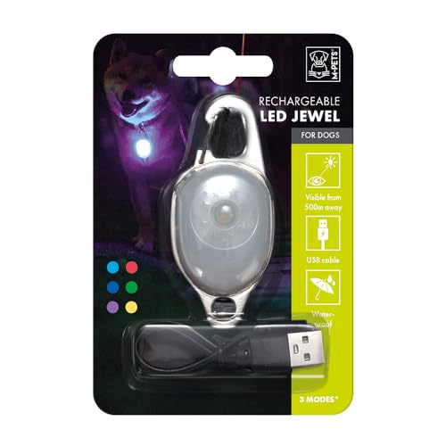 M-PETS Wiederaufladbarer LED-Schmuck für Hunde, Weiß von M-PETS