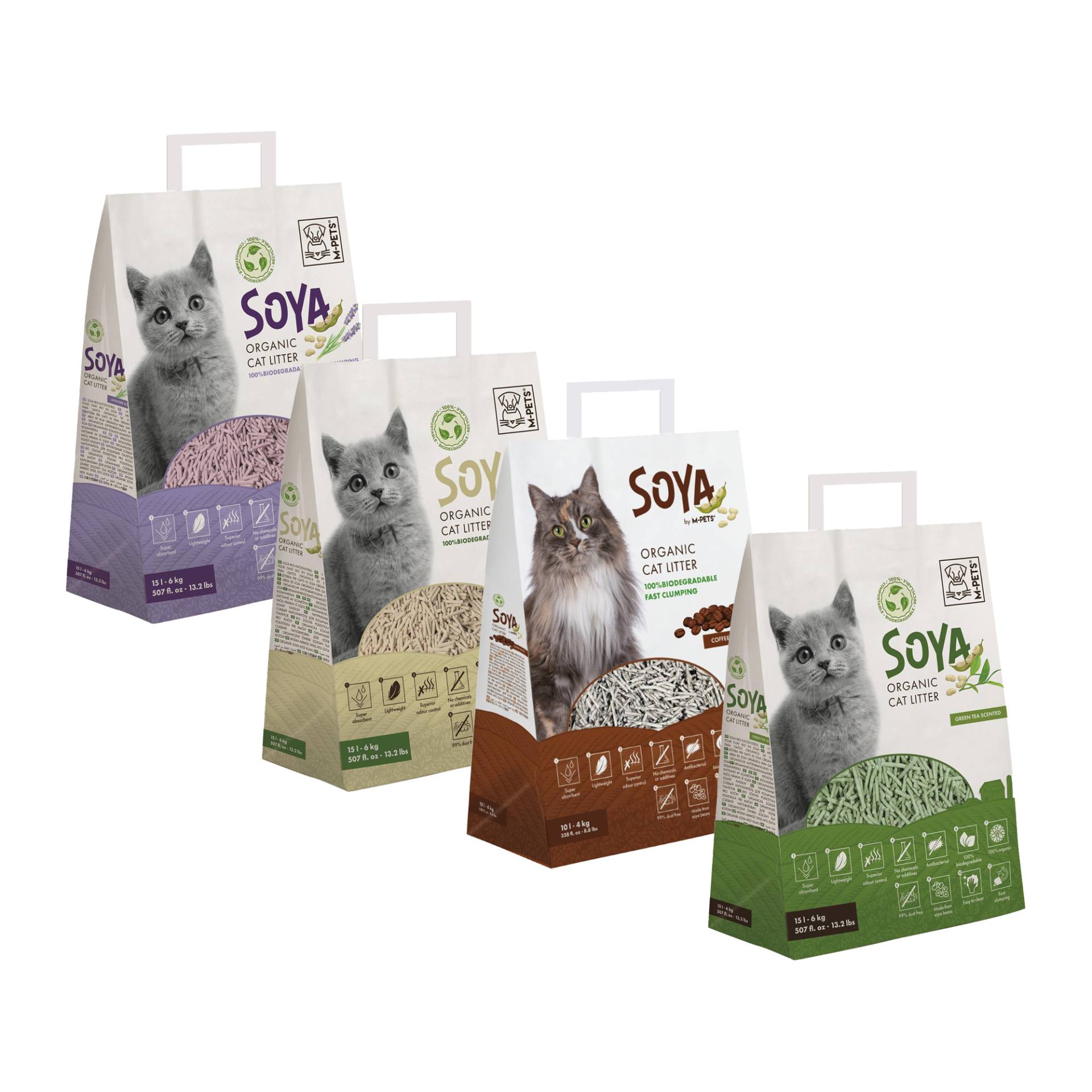 M-PETS - Soya Katzenstreu - 6 kg - 15 L - Teearoma von M-Pets
