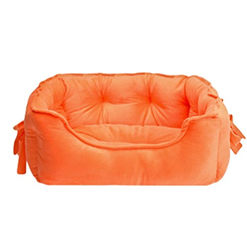 M&Catree Hundebett Hundekissen Weich Anti-Rutsch Hundekorb Waschbar Plüsch Hundebetten für Kleine Mittelgroße Hunde - Orange, L von M&Catree