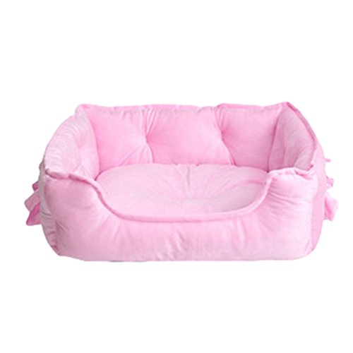 M&Catree Hundebett Hundekissen Weich Anti-Rutsch Hundekorb Waschbar Plüsch Hundebetten für Kleine Mittelgroße Hunde - Pink, L von M&Catree