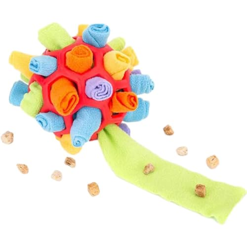 M&Catree Schnüffelball für Hunde, Schnüffelteppich Schnüffelspielzeug Interaktive Hundespielzeug tragbarer Haustier Snuffle Ball Toy für Kleine Mittelgroße Hunde - Rot von M&Catree