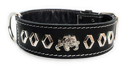 M&D Hundehalsband, Leder, 3,8 cm breit, dekoratives Design, Englisch/Britische Bulldogge, Größe M: 45,7 cm – 55,9 cm, Schwarz M&D Hundehalsband, Leder, 3,8 cm breit, dekoratives Design, Englisch/Britische Bulldogge, Größe M: 45,7 cm – 55,9 cm, Schwarz von M&D