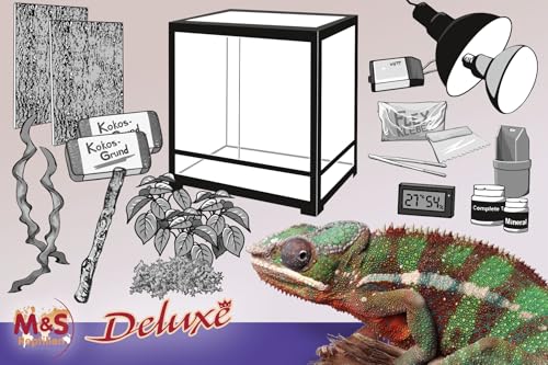 M&S Reptilien Komplettset Deluxe: Für Chamäleons Terrarium mit ReptiZoo Glas-Terrarium 61x61x122 (RK242448) von M&S Reptilien