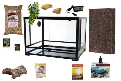 Komplettset: Für Bartagamen (120cm Länge) Terrarium mit ReptiZoo Glas-Terrarium 120x60x45 cm (RK0226) von M&S Reptilien