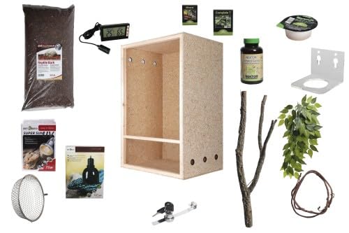 Komplettset: Für Kronengeckos XL Terrarium mit Holz-Terrarium von M&S Reptilien