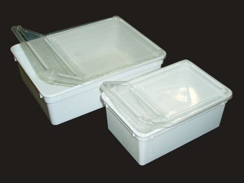 Kunststoffbox weiß, groß (24x18x7,5 cm) Deckel transparent von M&S Reptilien