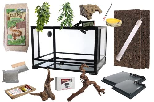 Komplettset Deluxe: Für Nattern (120cm Länge) Terrarium mit Holz-Terrarium von M&S Reptilien