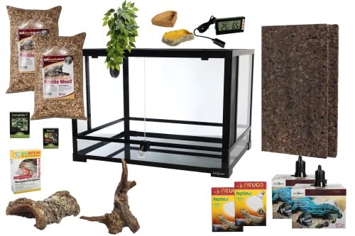 Komplettset: Für Bartagamen, Tejus und Warane (150 x 80x 80) Terrarium mit Holz-Terrarium von M&S Reptilien