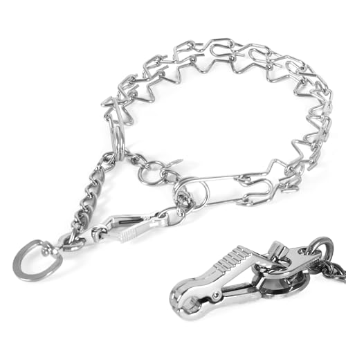 M.C.works Verstellbares Hundehalsband aus Edelstahl mit Schnellverschluss-Schnalle, robuste Drehkette für große Hunde, 45,7 x 2,5 mm, sichere bequeme Passform (passend für Halsumfang bis 35,6 cm von M.C.works