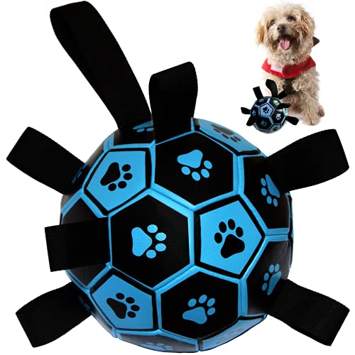 Hundespielzeug – Hundefußball mit Greif-Laschen für interaktives Spielen. Robuster Hundeball, Zerrspielzeug, Hunde Apportierball, Wurfspielzeug Hund schwimmend von ZIKKTA