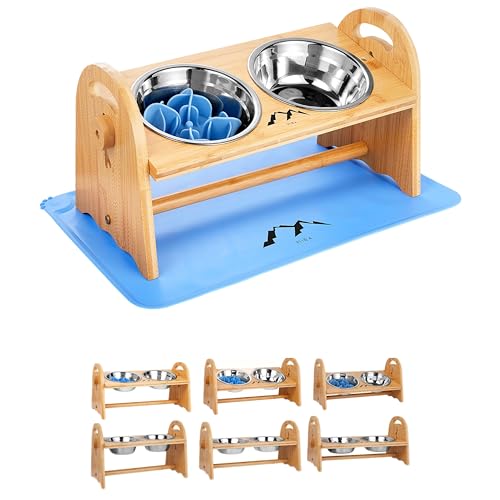 M1R4 Komplettes Set, erhöhter, verstellbarer Futterspender aus Bambus – kleine und mittelgroße Hunde und Katzen – herausnehmbarer langsamer Futterspender und rutschfeste, wasserdichte Silikonmatte – M1R4 Komplettes Set, erhöhter, verstellbarer Futterspender aus Bambus – kleine und mittelgroße Hunde und Katzen – herausnehmbarer langsamer Futterspender und rutschfeste, wasserdichte Silikonmatte – von M1R4