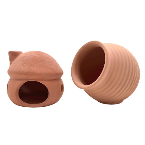 M2cbridge Pottery Keramikgefäß, Naturtonvase, Buntbarsch, kleine Fische, Garnelen zum Spielen, Verstecken von Rassen, Lebensraum (roter Ton, 2 Stück) von M2cbridge