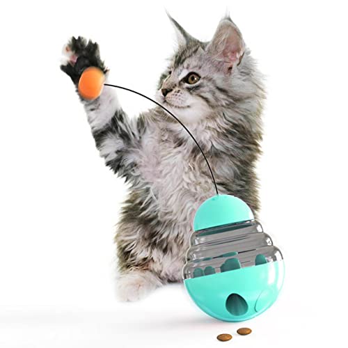 MAAFRI Interaktives Katzenspielzeug für Indoor-Katzen, Tumbler, Indoor-Übung, Katzenkicker, lustige Katzen, auslaufender Futterball, Spielzeug, das Ihre Katze Sinne und Jagdinstinkte stimuliert, (Seeblau) von MAAFRI