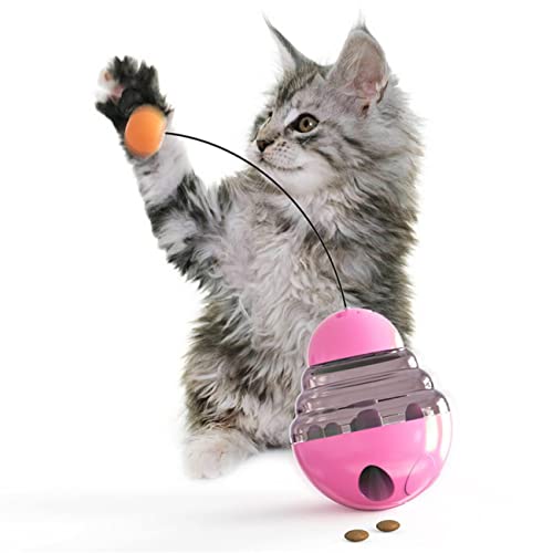 MAAFRI Interaktives Katzenspielzeug für Indoor-Katzen, Tumbler, Indoor-Übung, Katzenkicker, lustige Katzen, auslaufender Futterball, Spielzeug, das Ihre Katze Sinne und Jagdinstinkte stimuliert (Magenta) von MAAFRI