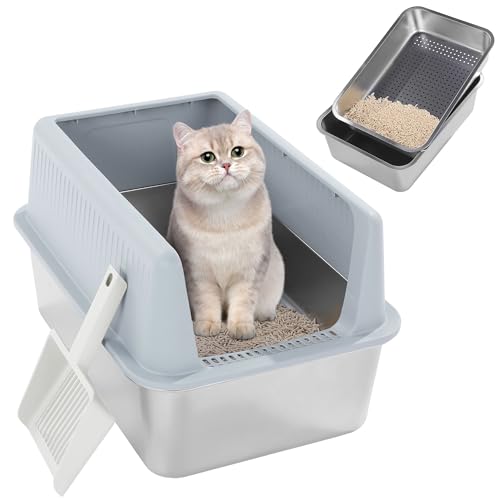 MABOZOO 50 x 34,8 x 30,5 cm große Katzentoilette aus Edelstahl mit Deckel, große geschlossene Katzentoilette für Kiefernpellets mit Schaufel, Anti-Auslaufen, Geruchskontrolle, Katzenzubehör MABOZOO 50 x 34,8 x 30,5 cm große Katzentoilette aus Edelstahl mit Deckel, große geschlossene Katzentoilette für Kiefernpellets mit Schaufel, Anti-Auslaufen, Geruchskontrolle, Katzenzubehör von MABOZOO