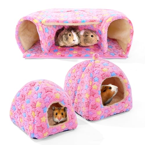 MABOZOO Meerschweinchen-Hauszubehör, 2 gemütliche Meerschweinchenbetten und dicker Meerschweinchenversteck Tunnel, Meerschweinchenversteck für Meerschweinchen, Hamster, Kaninchen, Chinchillas (Rosa, MABOZOO Meerschweinchen-Hauszubehör, 2 gemütliche Meerschweinchenbetten und dicker Meerschweinchenversteck Tunnel, Meerschweinchenversteck für Meerschweinchen, Hamster, Kaninchen, Chinchillas (Rosa, von MABOZOO