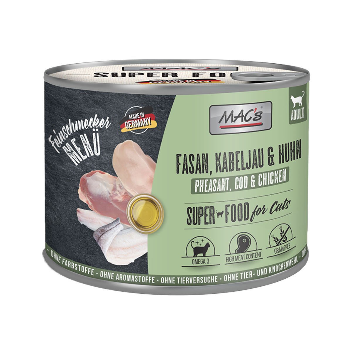 MAC's Cat Feinschmecker Fasan, Kabeljau & Huhn 6x200g von MAC's Cat