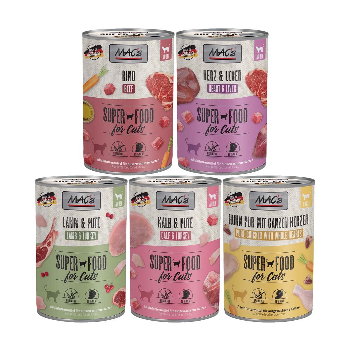 MAC's Cat Fleischmenü 60x400g Mixpaket 1 MAC's Cat Fleischmenü 60x400g Mixpaket 1 von MAC's Cat
