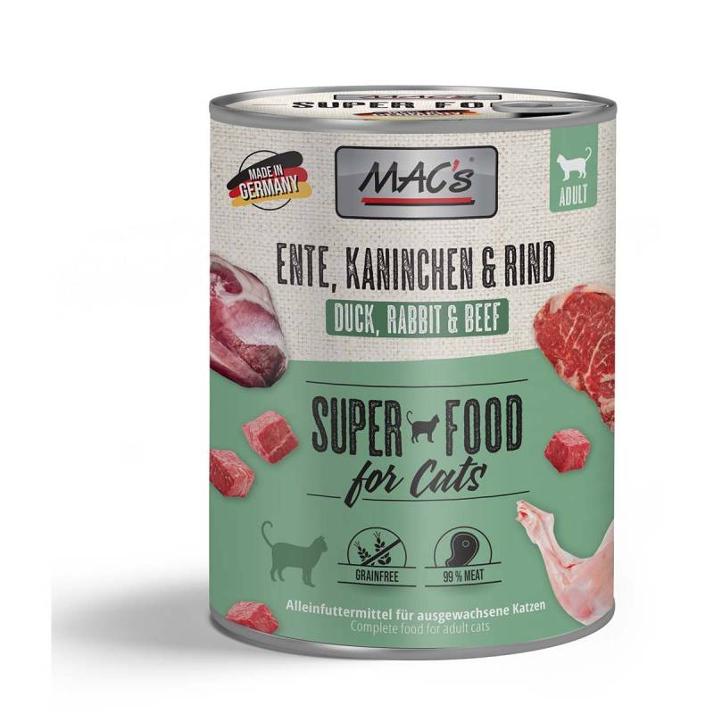 MAC's Cat Fleischmenü Ente, Kaninchen und Rind 12x800g von MAC's Cat