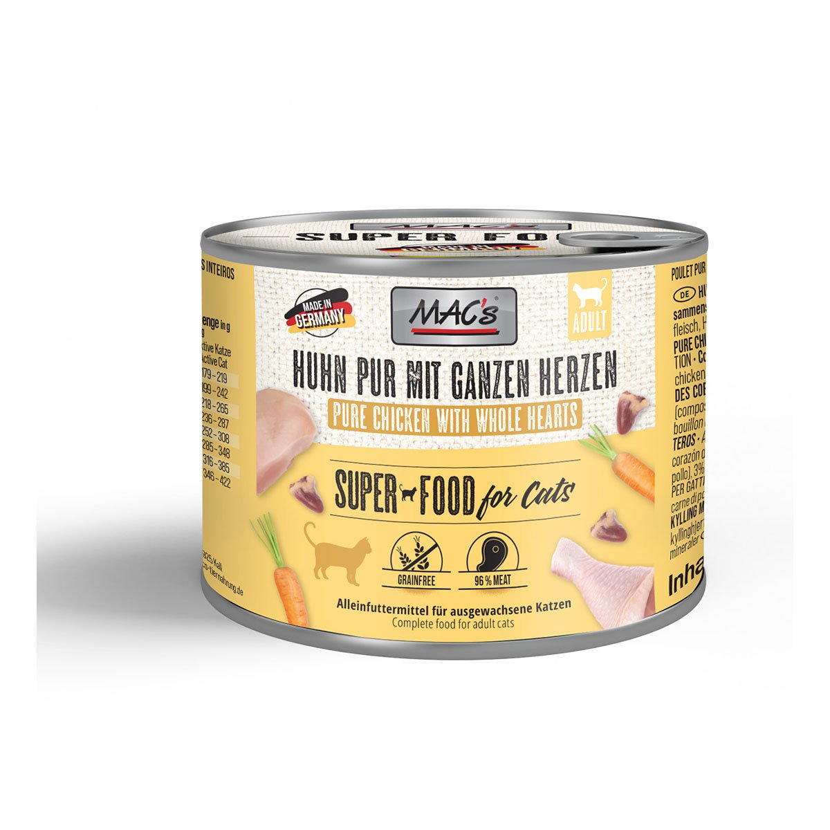 MAC's Cat Fleischmenü Huhn pur mit ganzen Geflügelherzen 6x200g MAC's Cat Fleischmenü Huhn pur mit ganzen Geflügelherzen 6x200g von MAC's Cat