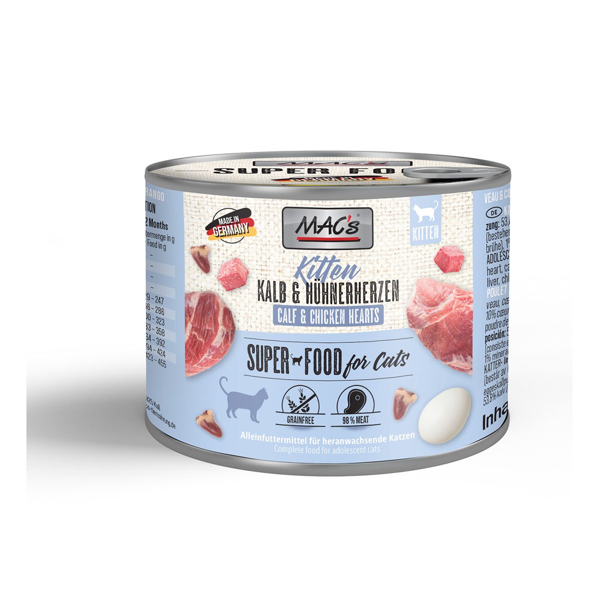 MAC's Cat Fleischmenü Kitten Kalb und Hühnerherzen 6x200g MAC's Cat Fleischmenü Kitten Kalb und Hühnerherzen 6x200g von MAC's Cat