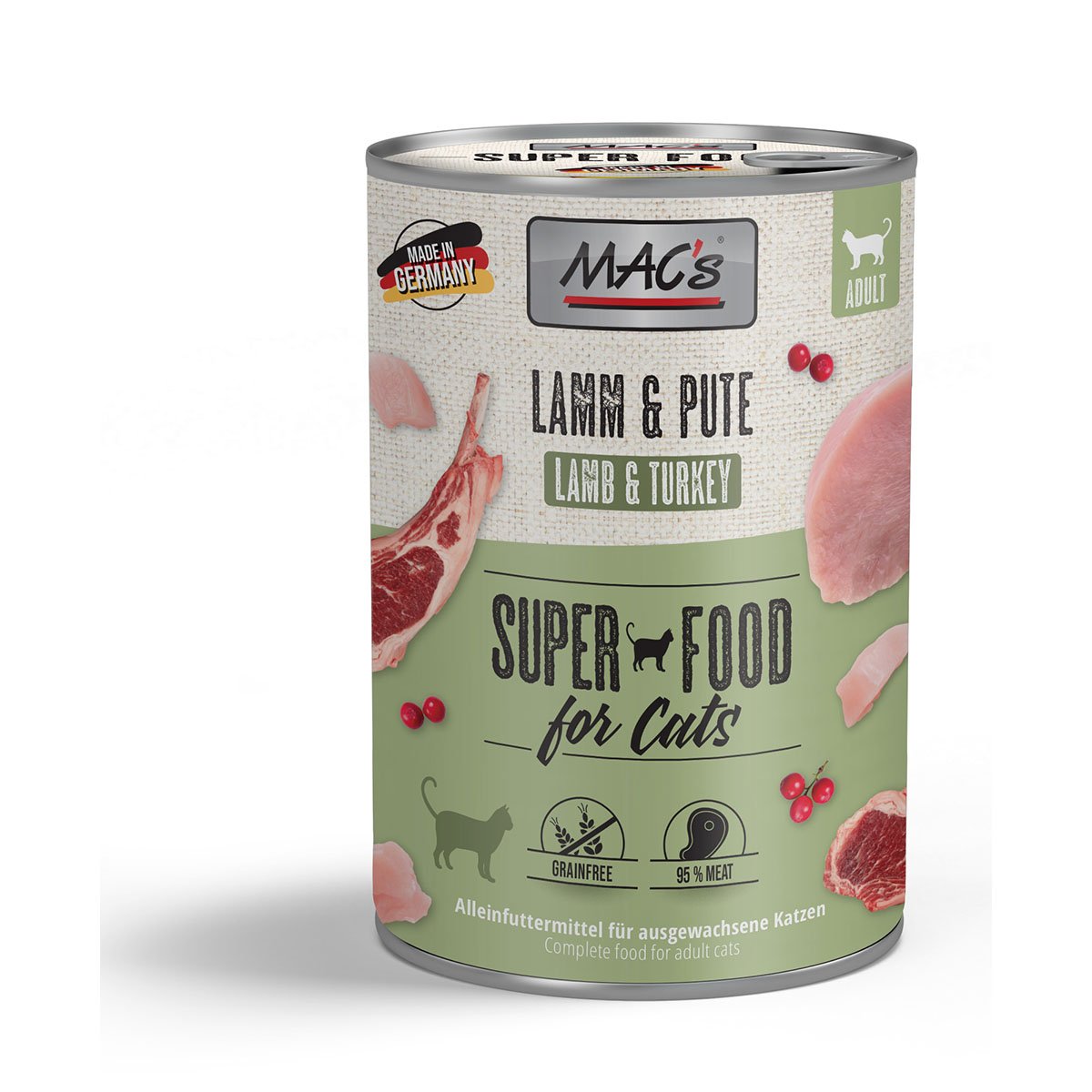 MAC's Cat Fleischmenü Lamm und Pute 6x400g MAC's Cat Fleischmenü Lamm und Pute 6x400g von MAC's Cat