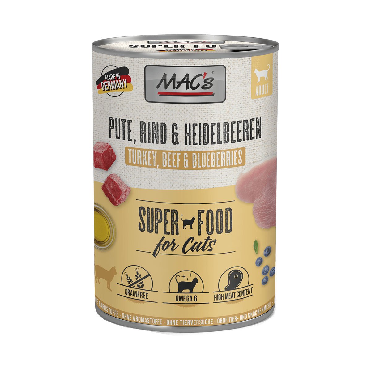 MAC's Cat Fleischmenü Pute und Heidelbeeren 6x400g von MAC's Cat