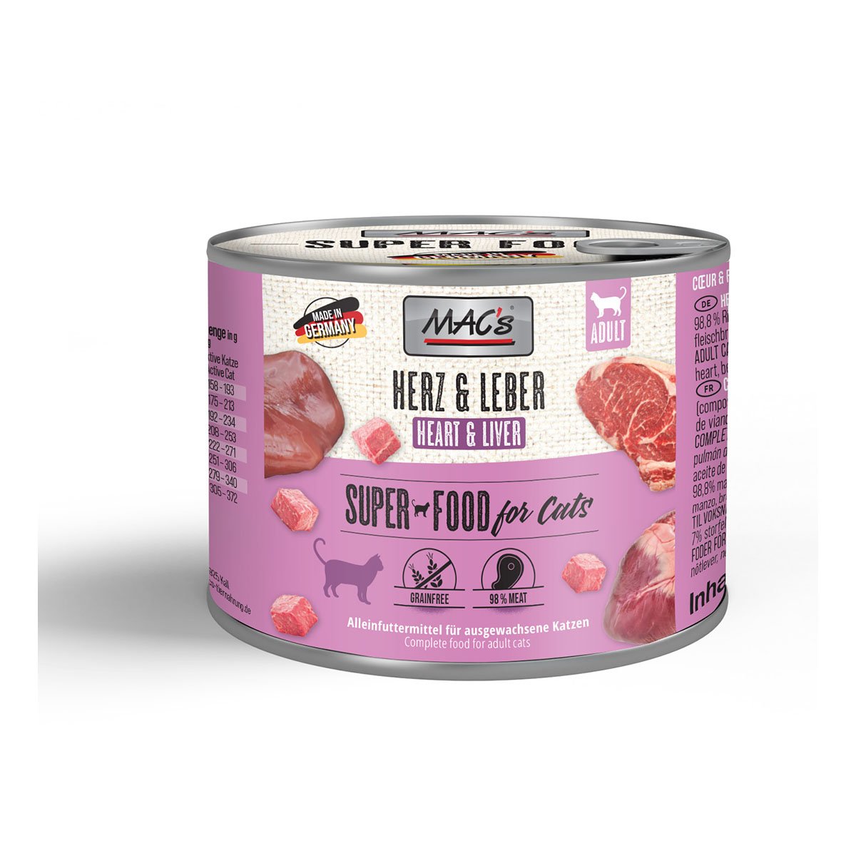 MAC's Cat Fleischmenü Herz und Leber 6x200g MAC's Cat Fleischmenü Herz und Leber 6x200g von MAC's Cat