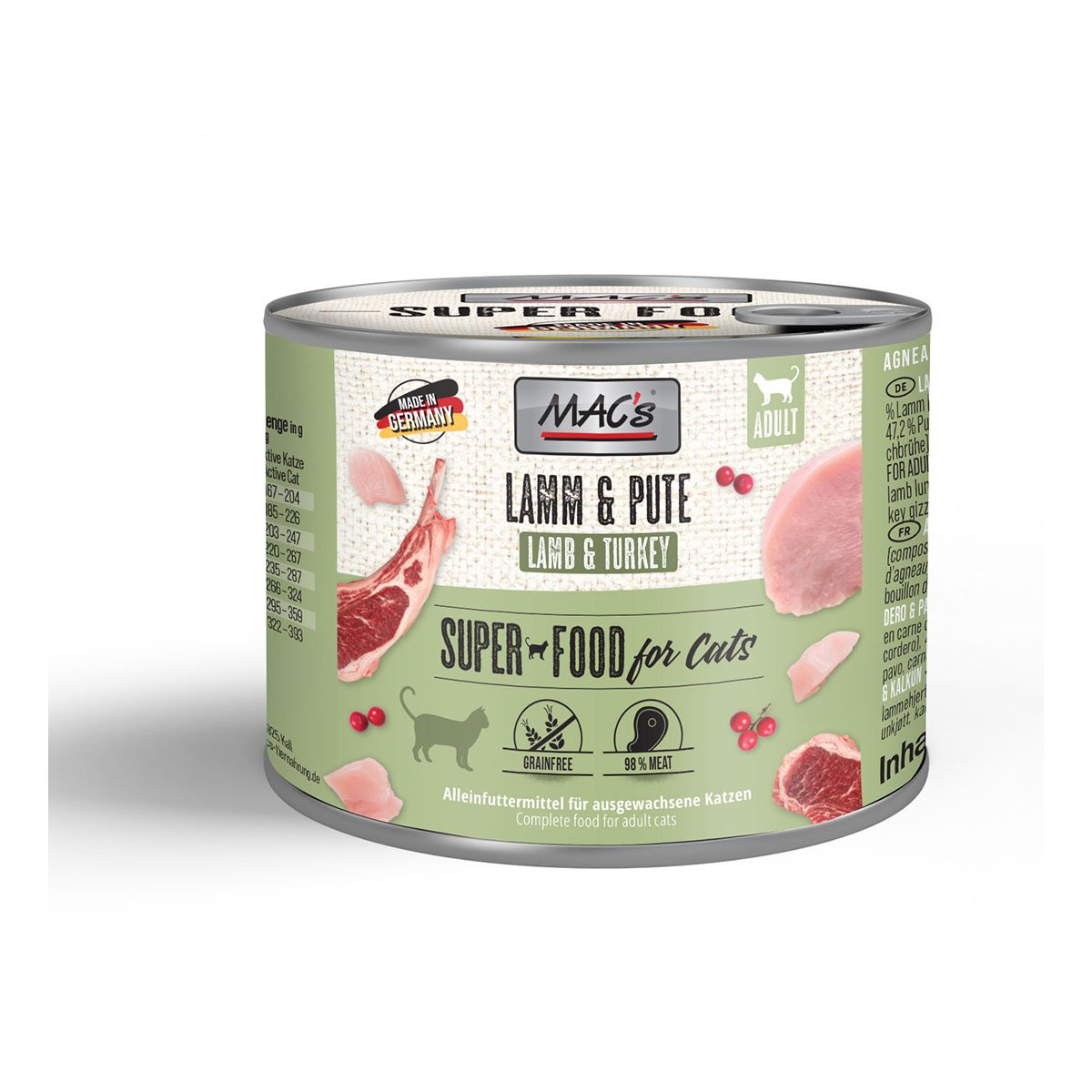 MAC's Cat Fleischmenü Lamm und Pute 6x200g MAC's Cat Fleischmenü Lamm und Pute 6x200g von MAC's Cat