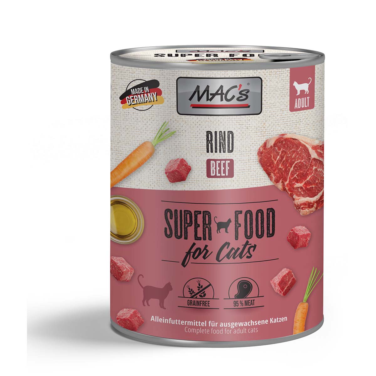 MAC's Cat Fleischmenü mit Rind 12x800g MAC's Cat Fleischmenü mit Rind 12x800g von MAC's Cat
