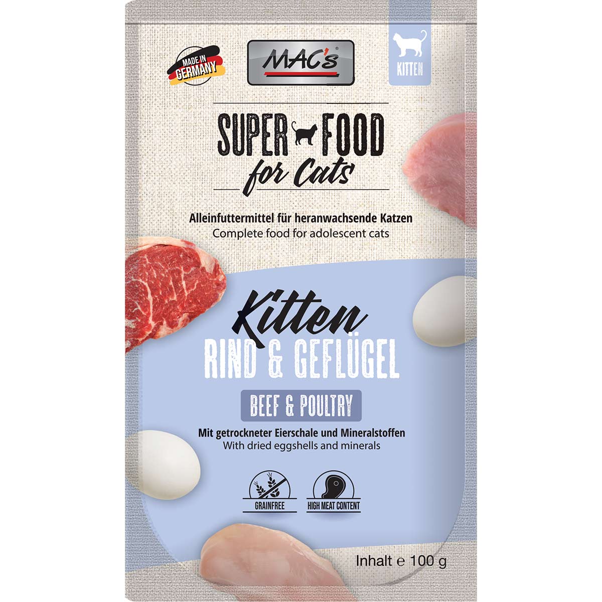MAC's Cat Pouchpack Kitten Rind & Geflügel 12x100g MAC's Cat Pouchpack Kitten Rind & Geflügel 12x100g von MAC's Cat