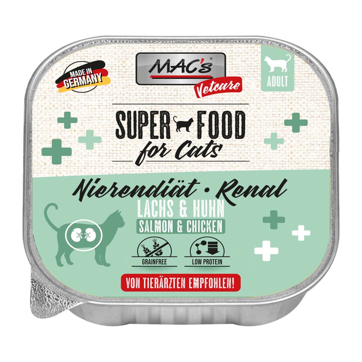 MAC's Cat Vetcare Lachs und Huhn Nierendiät 16x100g MAC's Cat Vetcare Lachs und Huhn Nierendiät 16x100g von MAC's Vetcare