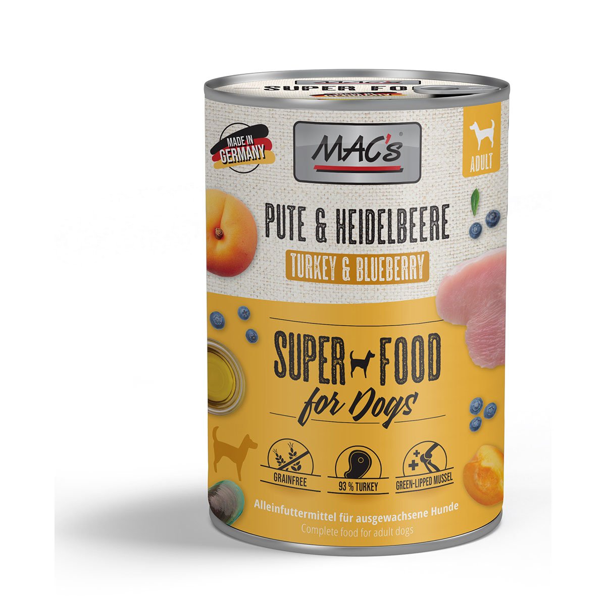 MAC's Dog Pute und Heidelbeeren 12x400g von MAC's Dog