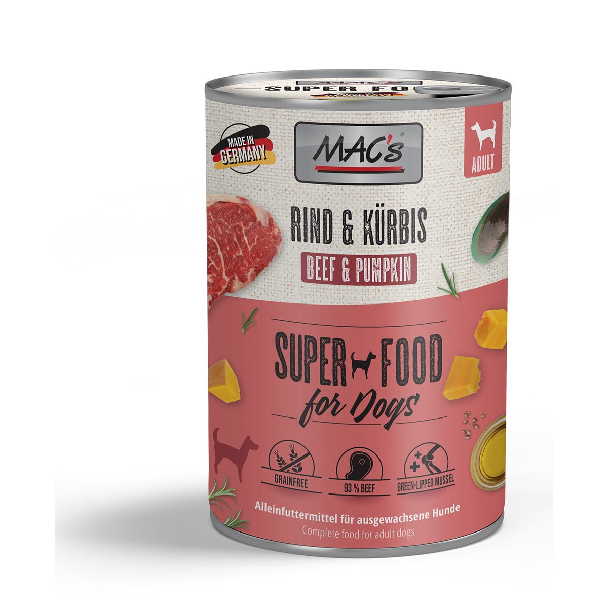MAC's Dog Rind und Kürbis 6x400g MAC's Dog Rind und Kürbis 6x400g von MAC's Dog