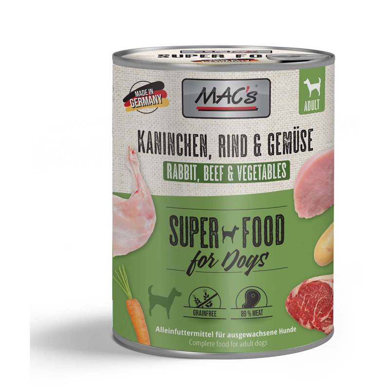 MAC's Dog Kaninchen, Rind und Gemüse 12x800g von MAC's Dog