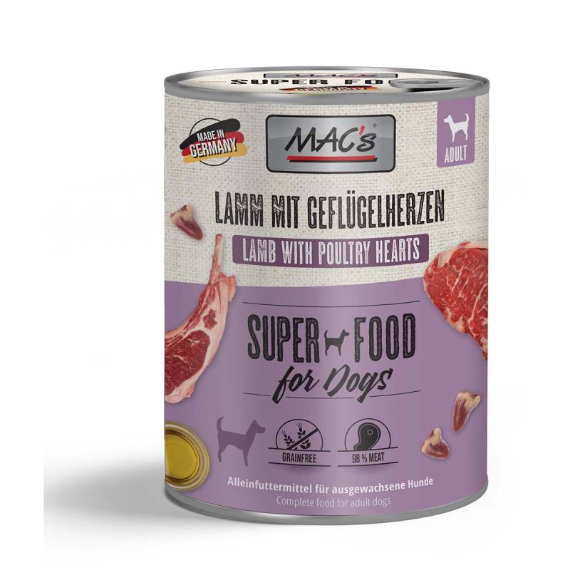 MAC's Dog Lamm mit Geflügelherzen 12x800g von MAC's Dog