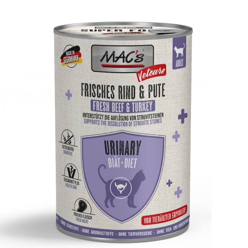 MAC's CAT Vetcare Urinary 6 x 400 g - frisches Rind & Pute von MAC's Vetcare