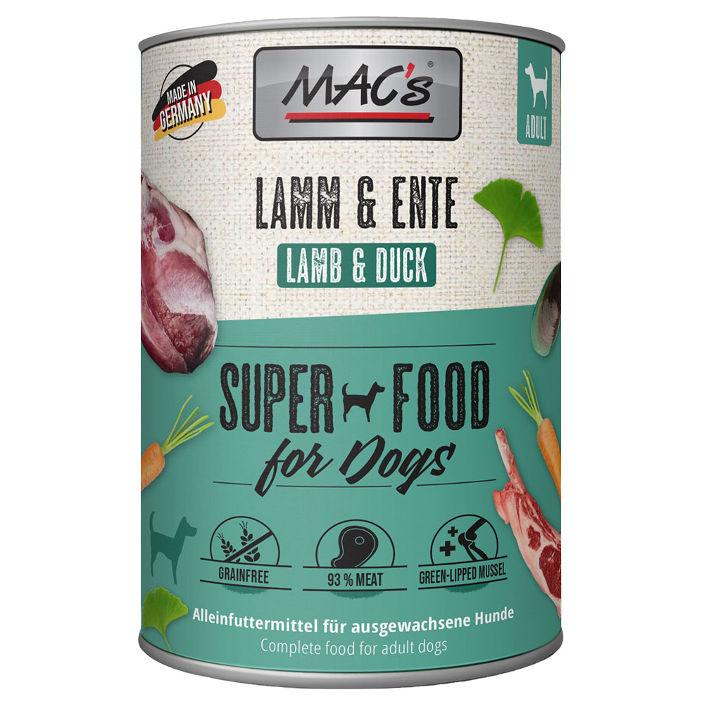 MAC's Adult Superfood 6 x 400 g - Lamm & Ente von MAC's