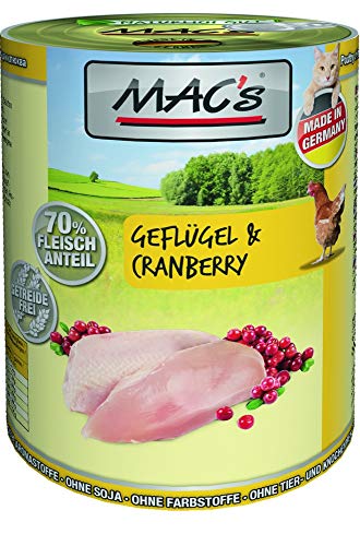 MAC''s Cat Geflügel mit Cranberries 400g, Katzenfutter, Feuchtfutter Größe 6 x 400g von MAC's